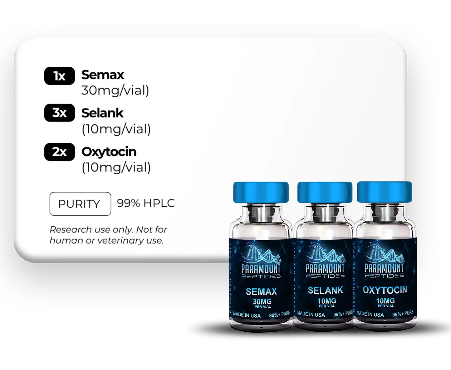 Semax (30mg), Selank (10mg), Oxytocin (10mg) - X3