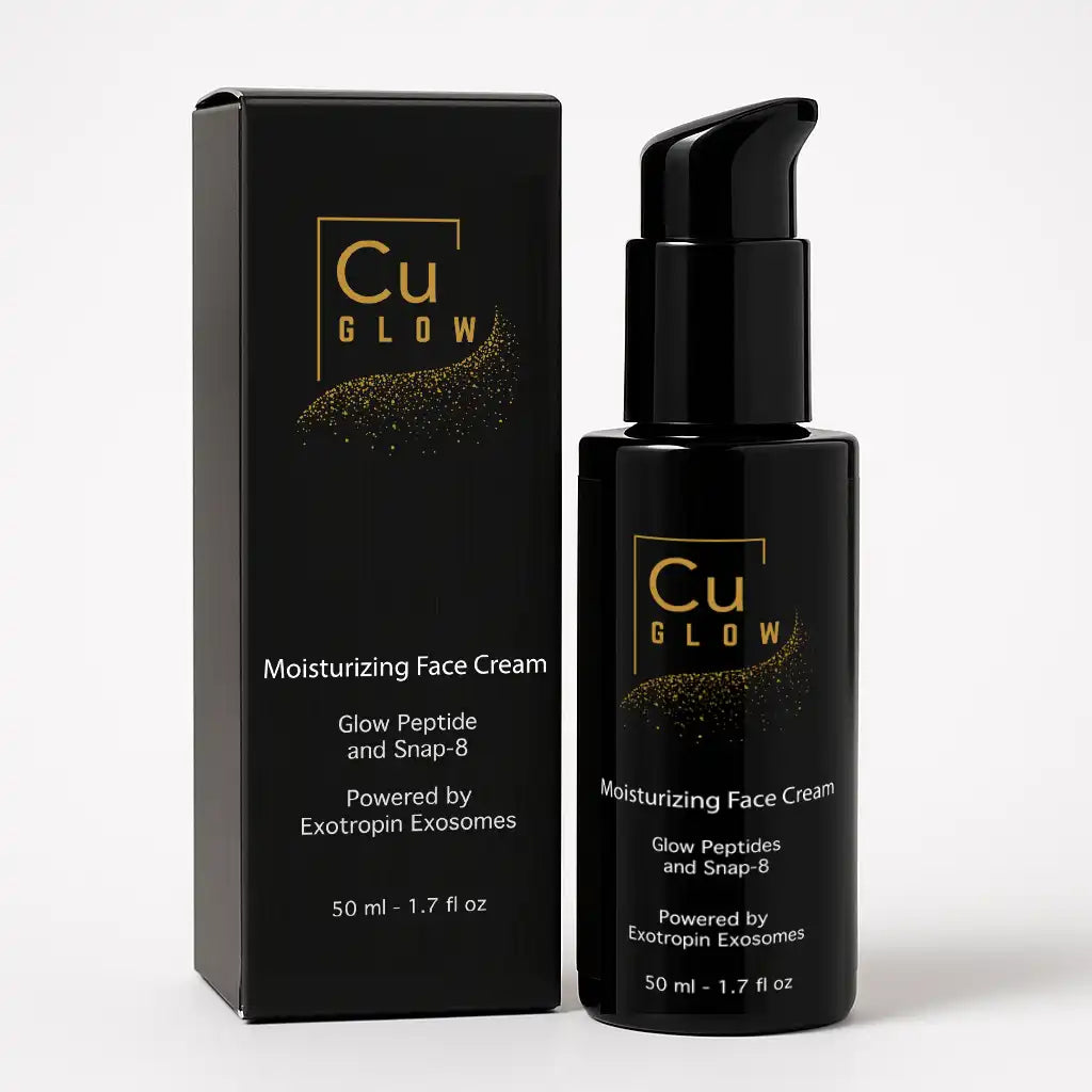 Cu GLOW Moisturizing Face Cream with peptides, Snap-8, and exosome technology for firm, hydrated, youthful skin