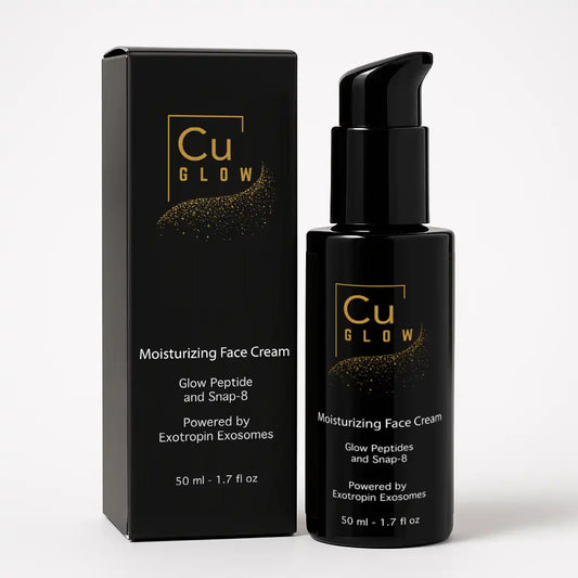 Cu GLOW Moisturizing Face Cream with peptides, Snap-8, and exosome technology for firm, hydrated, youthful skin