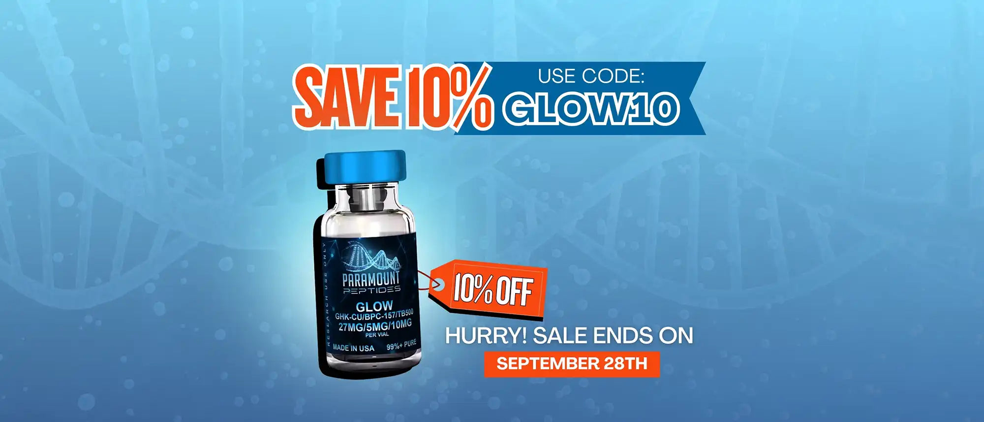 SAVE 10%. Use code: GLOW10. Hurry! Sale ends on September 28th