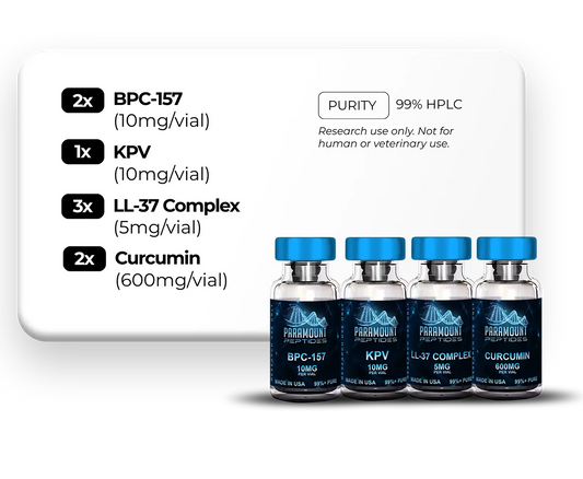 BPC‑157 (10mg), KPV (10mg), LL-37 Complex (5mg), Curcumin (600mg)