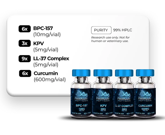 BPC‑157 (10mg), KPV (5mg), LL-37 Complex (5mg), Curcumin (600mg) - 3X