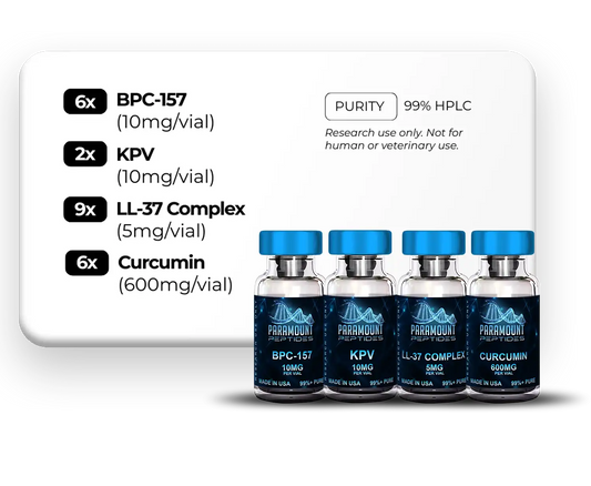 BPC‑157 (10mg), KPV (10mg), LL-37 Complex (5mg), Curcumin (600mg) - 3X