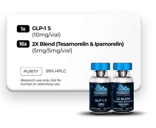 GLP-1 S (10mg), 2X Blend (Tesamorelin/Ipamorelin (5/5mg)) - 4X