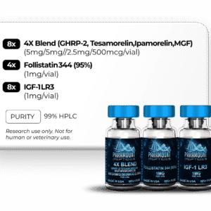 4X Blend (GHRP-2, Tesamorelin, MGF, Ipamorelin (5mg/5mg/500mcg/2.5mg)), Follistatin 344 (1mg), IGF-1 LR3 (1mg) - X2 Research Bundle