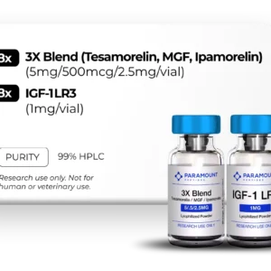3X Blend (Tesamorelin, MGF, Ipamorelin (5mg/500mcg/2.5mg)), IGF‑1 LR3 (1mg) -X2 Research Bundle