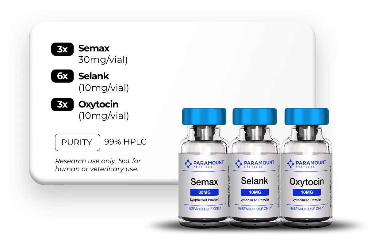 Semax (30mg) / Selank (10mg) / Oxytocin (10mg) Research Bundle x 3