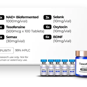 NAD+ Biofermented (1000mg), Tesofensine (500mcg x 100 Tablets), Semax (30mg), Selank (10mg), Oxytocin (10mg), BDNF (Brain-derived neurotrophic factor) (10mg) - X3
